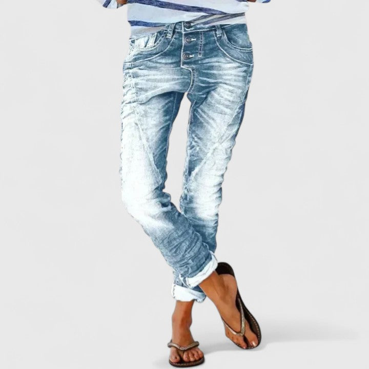 Marcella | Women's Distressed Wide Leg Jeans 4