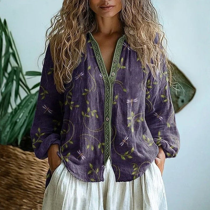 Blusa comoda con stampa naturale