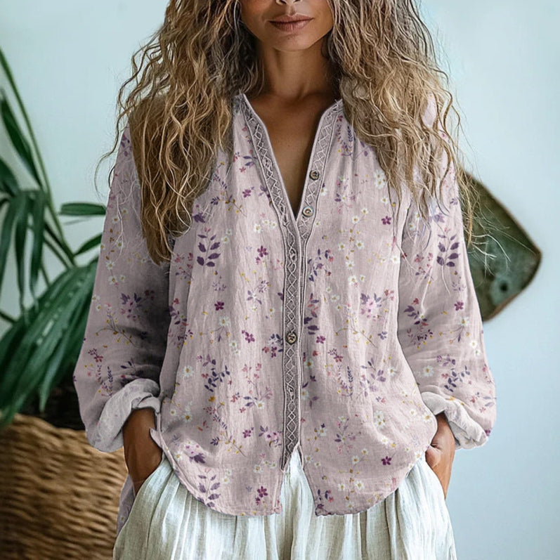 Blusa comoda con stampa naturale