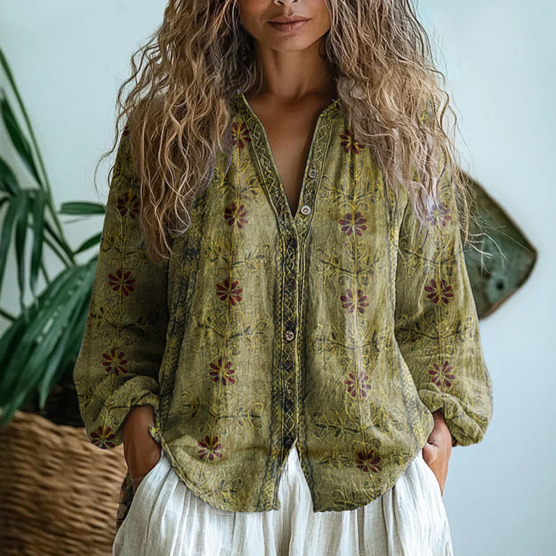 Blusa comoda con stampa naturale
