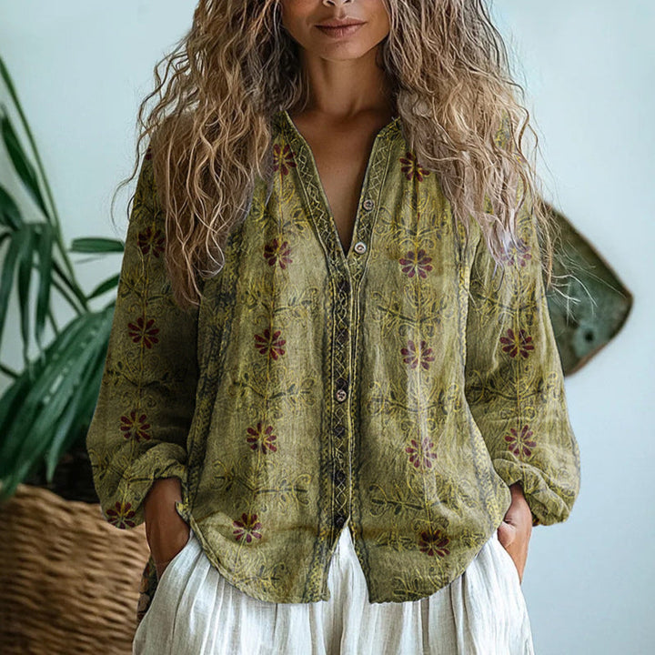 Blusa comoda con stampa naturale