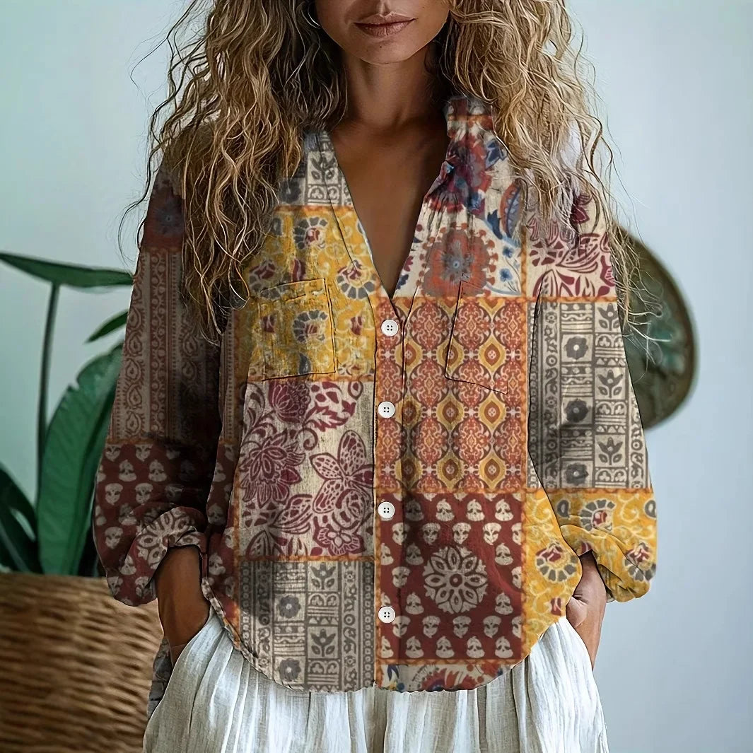 Blusa comoda con stampa naturale