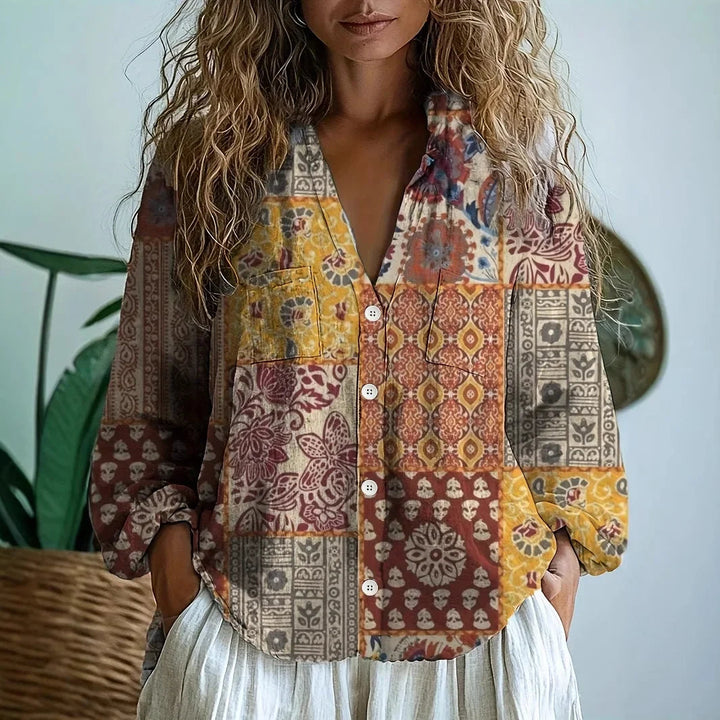 Blusa comoda con stampa naturale