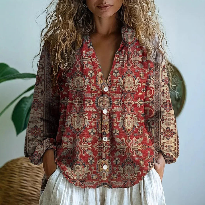 Blusa comoda con stampa naturale