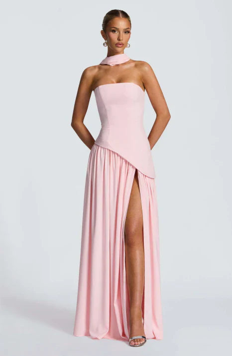 Women's Maxi Dress in Silk, Strapless and Sleeveless, Fluid