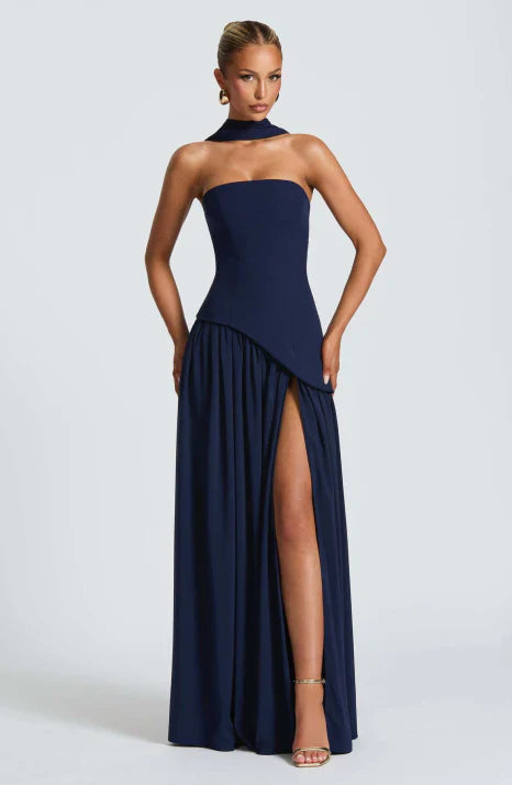 Women's Maxi Dress in Silk, Strapless and Sleeveless, Fluid