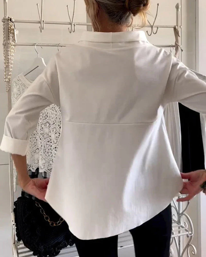 Top casual da donna con scollo a barca e maniche 3/4