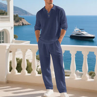 Men's Breathable Cotton Blend Leisure Suit | Stylish Comfortable Casual Set