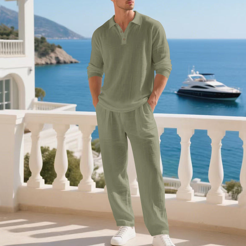 Men's Breathable Cotton Blend Leisure Suit | Stylish Comfortable Casual Set
