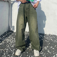 Men's Comfortable Cotton Baggy Jeans | Relaxed Fit Green Trousers