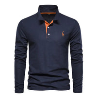 Men's Cotton Long Sleeve Polo Shirt | Timeless Elegant Casual Wear