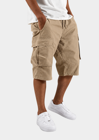 Men's Durable Solid Color Cargo Shorts | Comfortable Loose Fit with Drawstring Waist