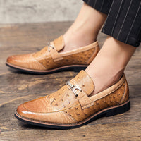 Men's Elegant Slip-On Black Loafers with Metal Detail