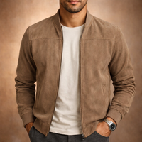 Men's Lightweight Casual Suede Bomber Jacket