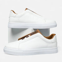 Men's Premium Leather Sneakers | Stylish Laceless Slip-On Shoes