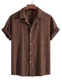 Men's Textured Pattern Short Sleeve Button-Up Shirt