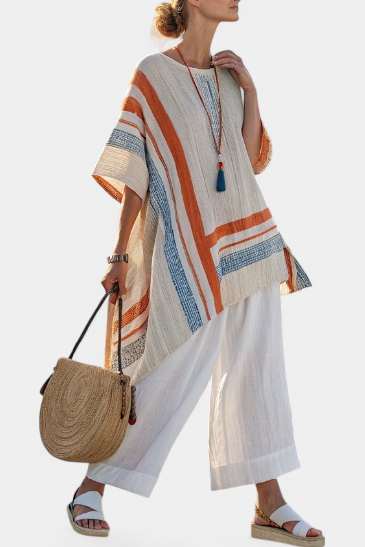 Mia | Elegant Asymmetrical Blouse and Lightweight Linen Pants 1