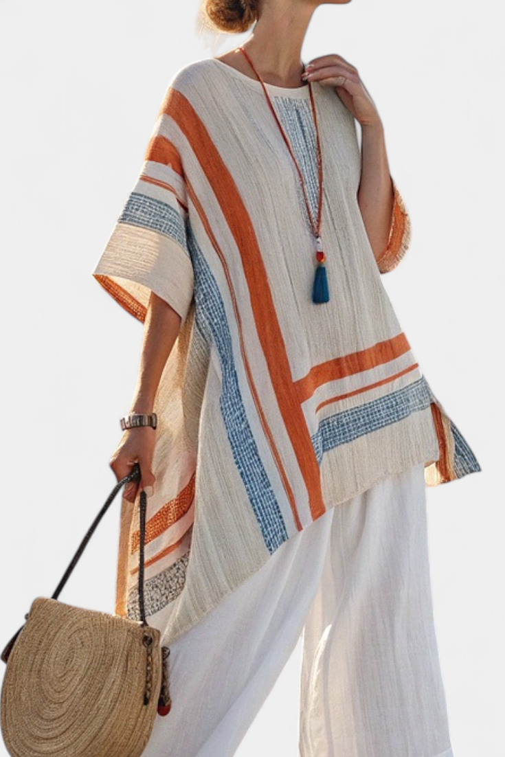 Mia | Elegant Asymmetrical Blouse and Lightweight Linen Pants 2