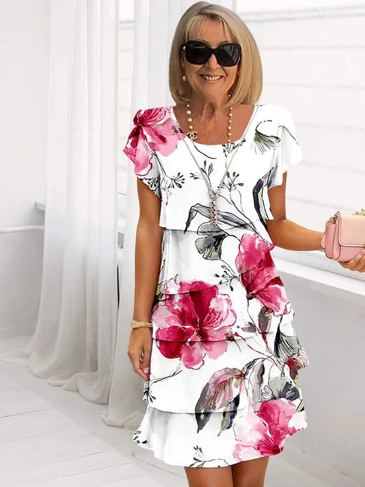 Mia™ | Ruffled Floral Pleated Dress 0