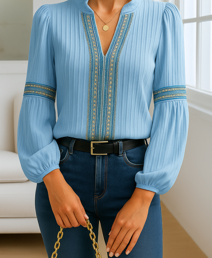 Blusa vintage con scollo a V