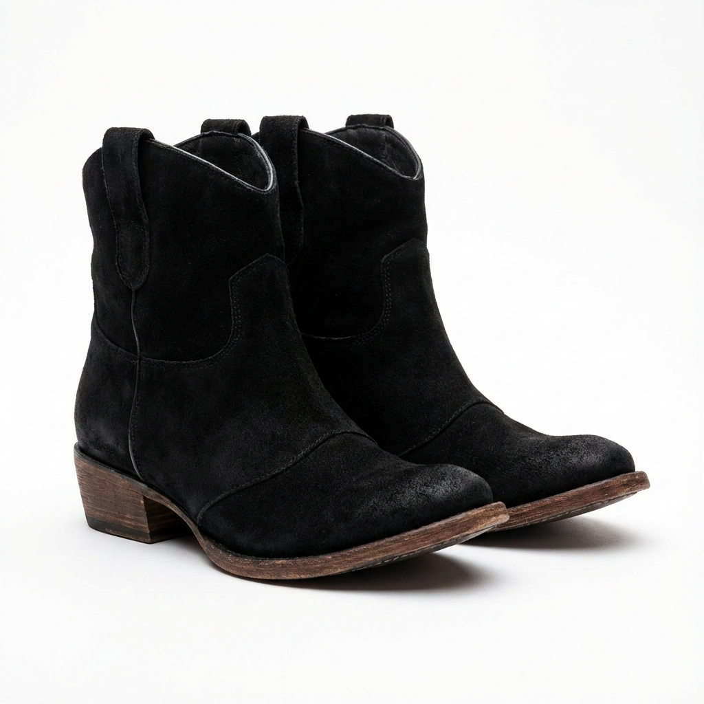 Women's Cowboy Ankle Boots Without Closure – Round Toe