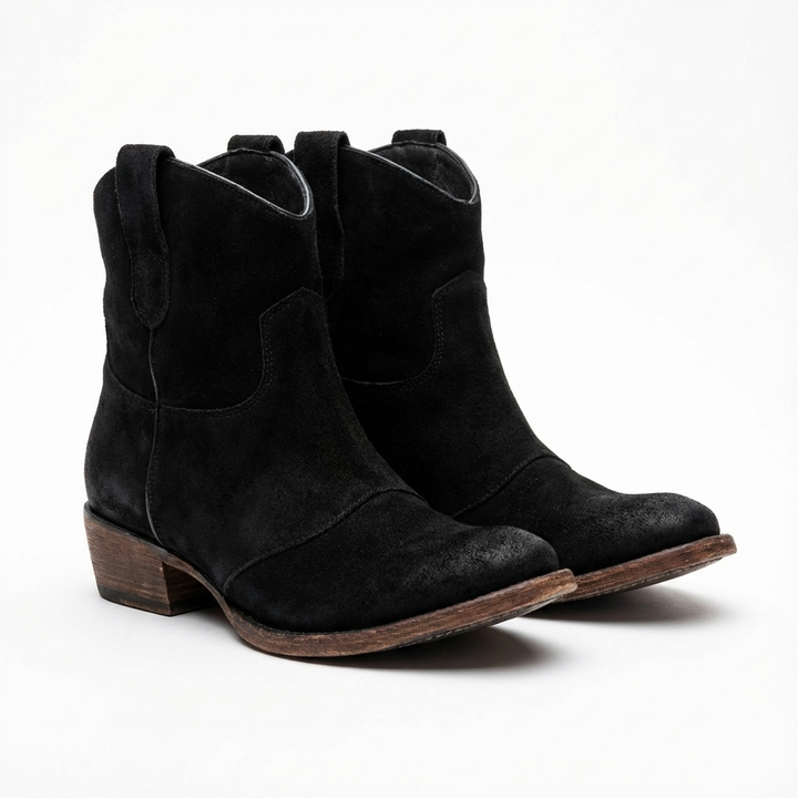 Stivaletti da donna stile cowboy senza chiusura – punta tonda