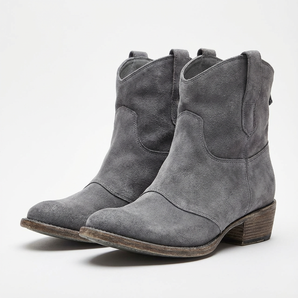Women's Cowboy Ankle Boots Without Closure – Round Toe