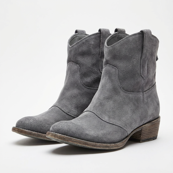 Stivaletti da donna stile cowboy senza chiusura – punta tonda