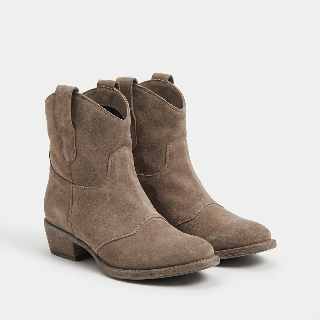 Women's Cowboy Ankle Boots Without Closure – Round Toe