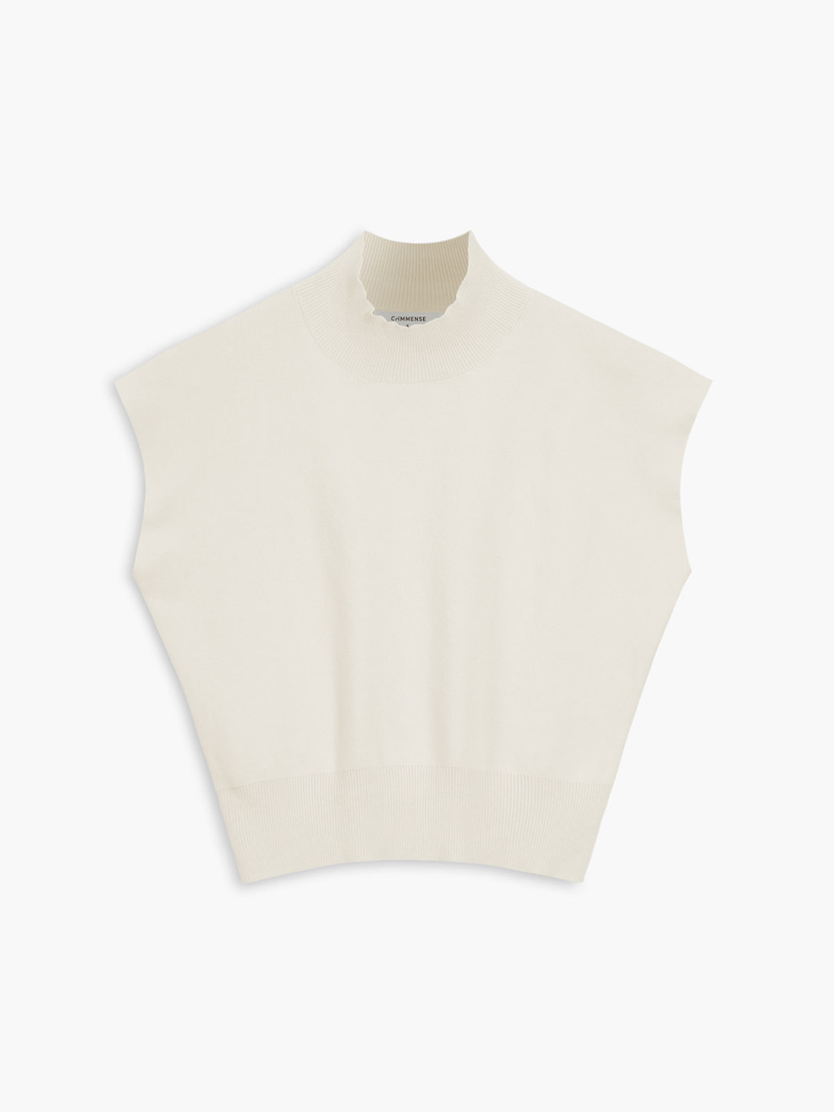 Women's Mock Neck Sleeveless Top Padded Shoulder Vest