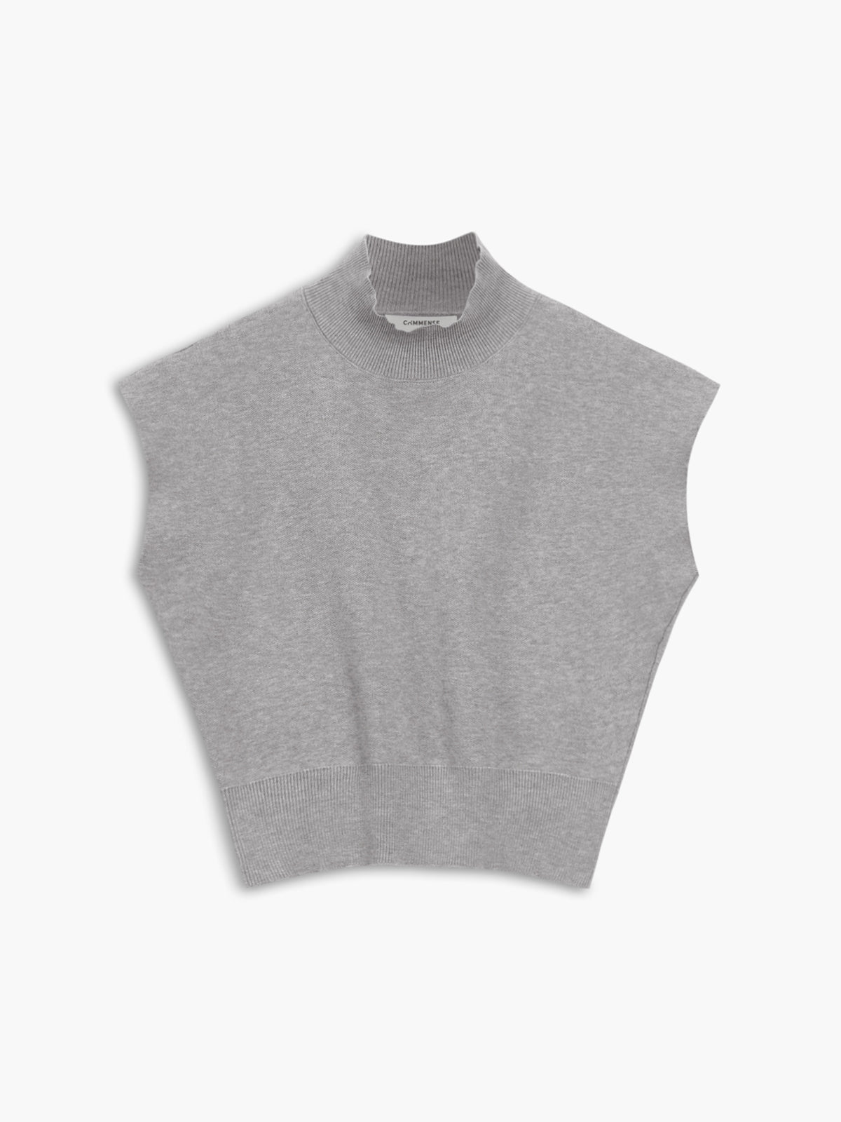 Women's Mock Neck Sleeveless Top Padded Shoulder Vest