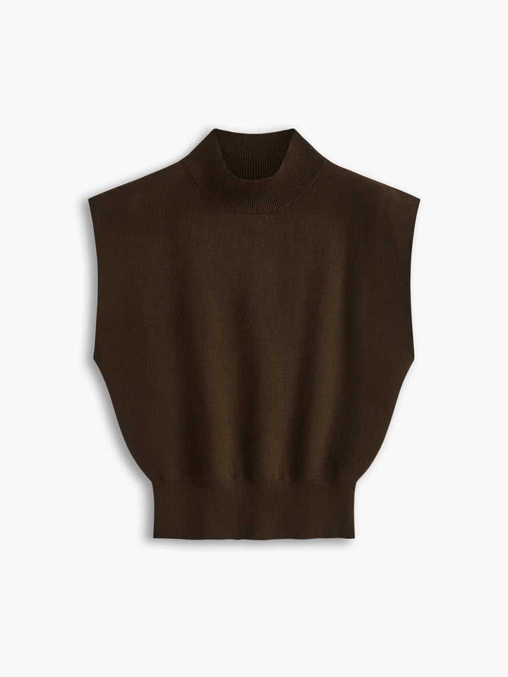 Top da donna senza maniche con collo alto finto e gilet con spalline imbottite