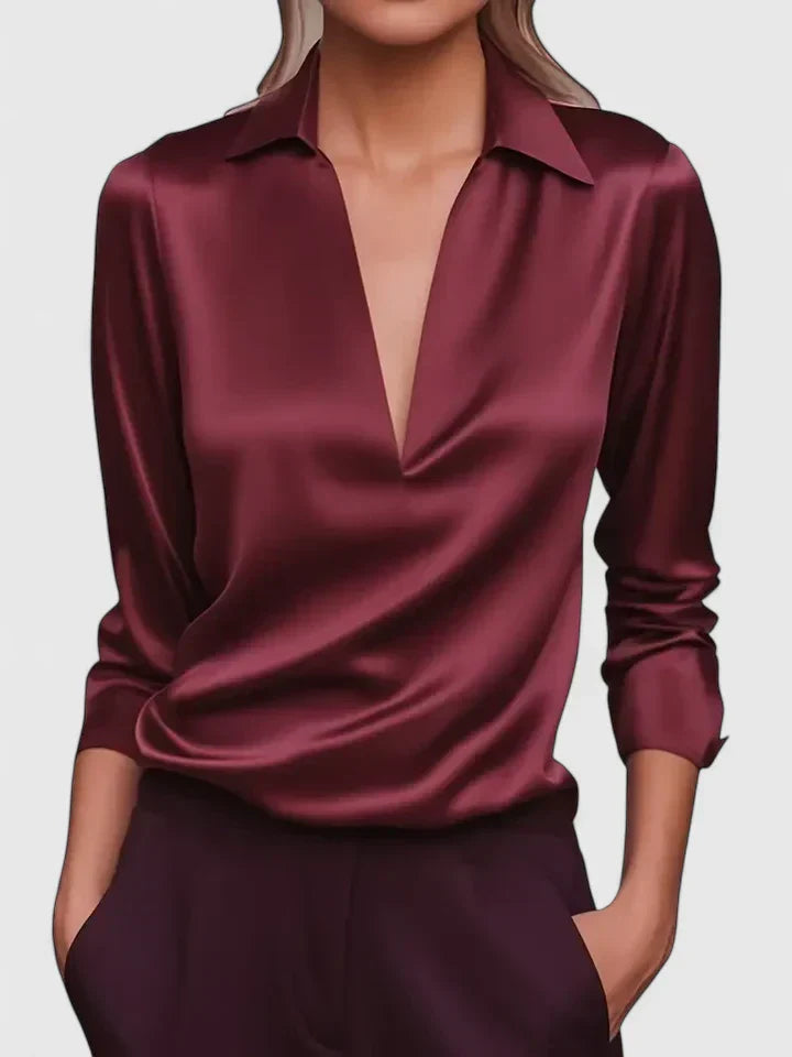Women's Collared Long Sleeve Blouse
