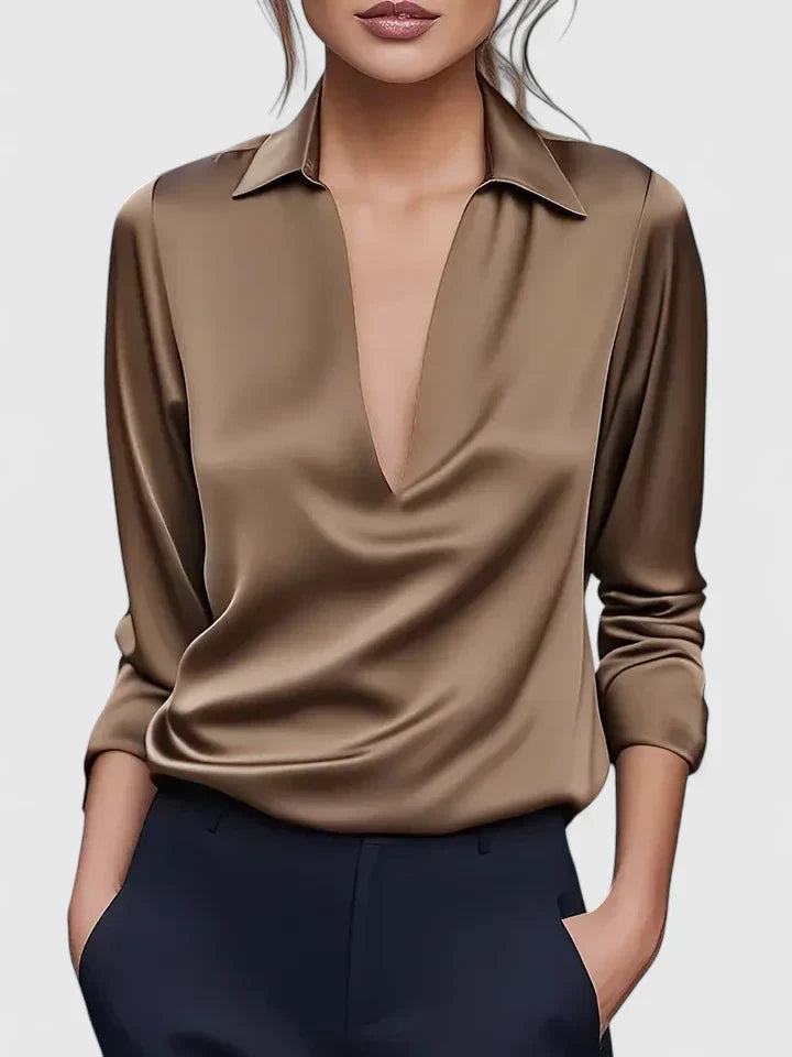 Women's Collared Long Sleeve Blouse
