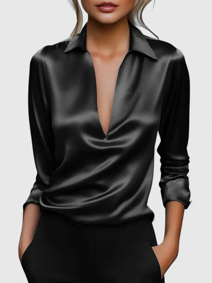 Women's Collared Long Sleeve Blouse