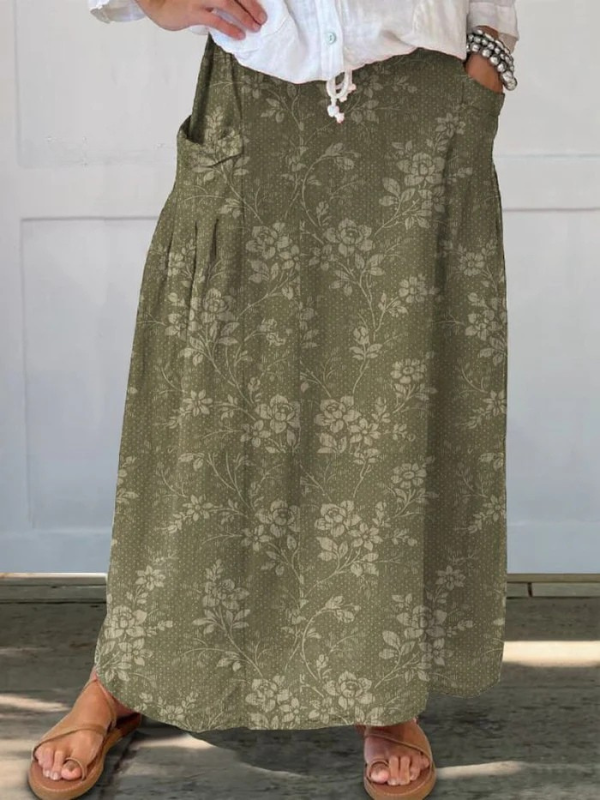 Princess™ | Vintage Floral Elastic waistband Pocket Skirt 0