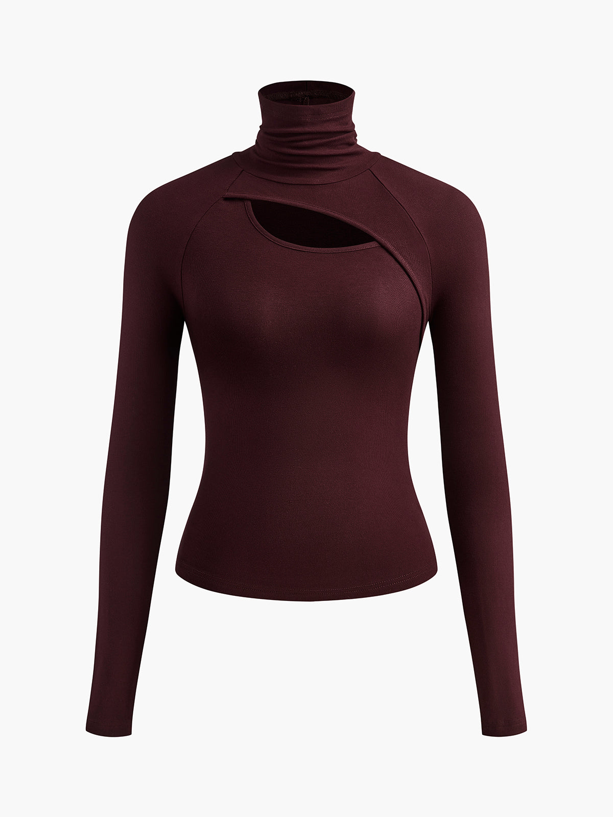 Women's Turtleneck Cutout Top Long Sleeve Fitted Going Out Top