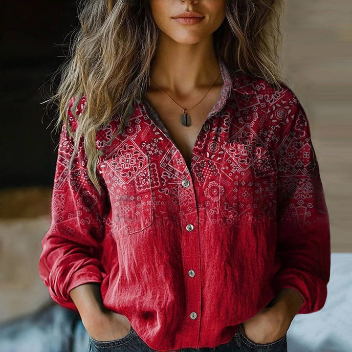 Blusa vintage bohemien con motivo