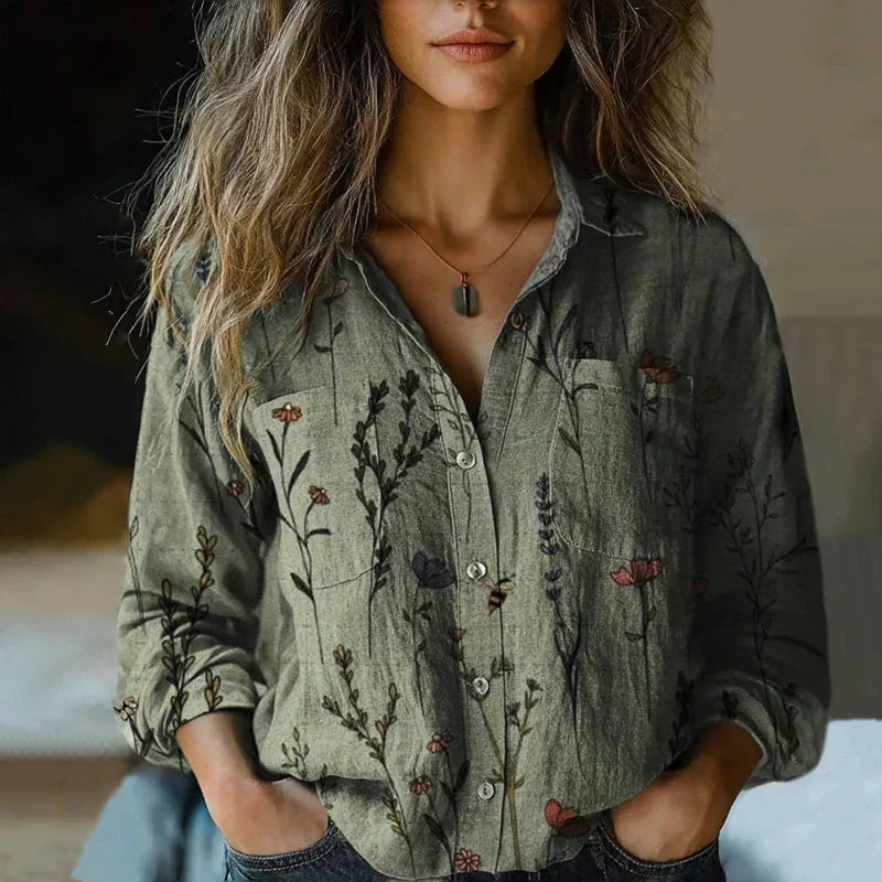 Blusa vintage bohemien con motivo