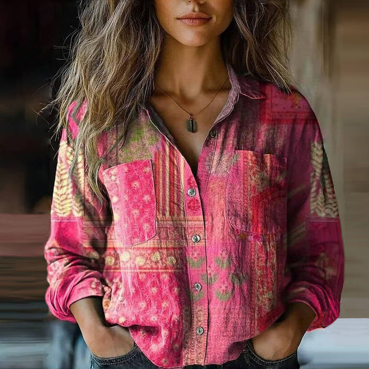 Blusa vintage bohemien con motivo