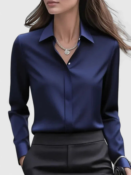 Women's Elegant Button Down Shirt with Concealed Placket
