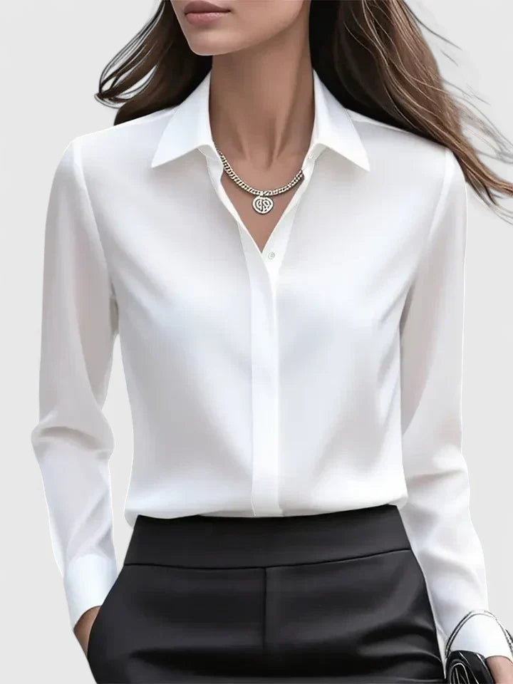 Women's Elegant Button Down Shirt with Concealed Placket
