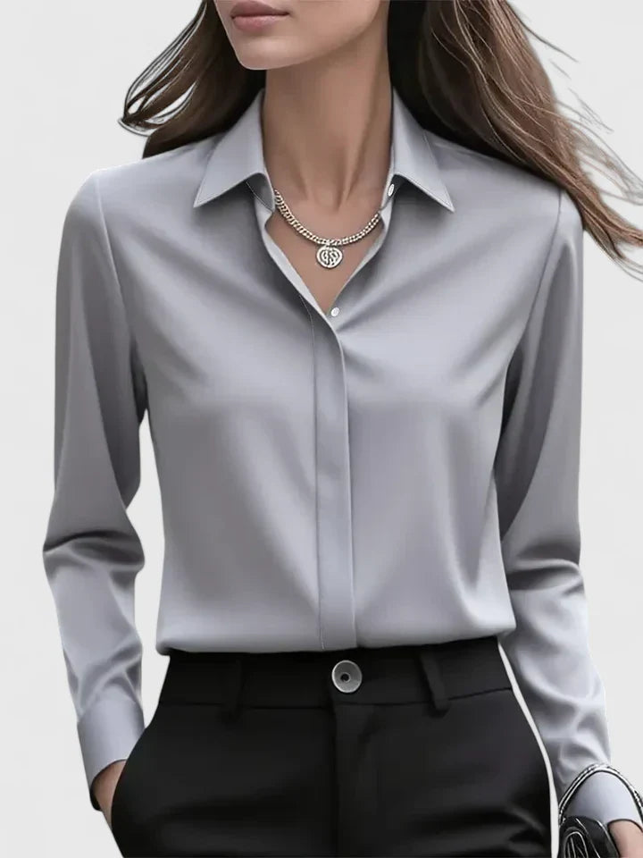 Women's Elegant Button Down Shirt with Concealed Placket