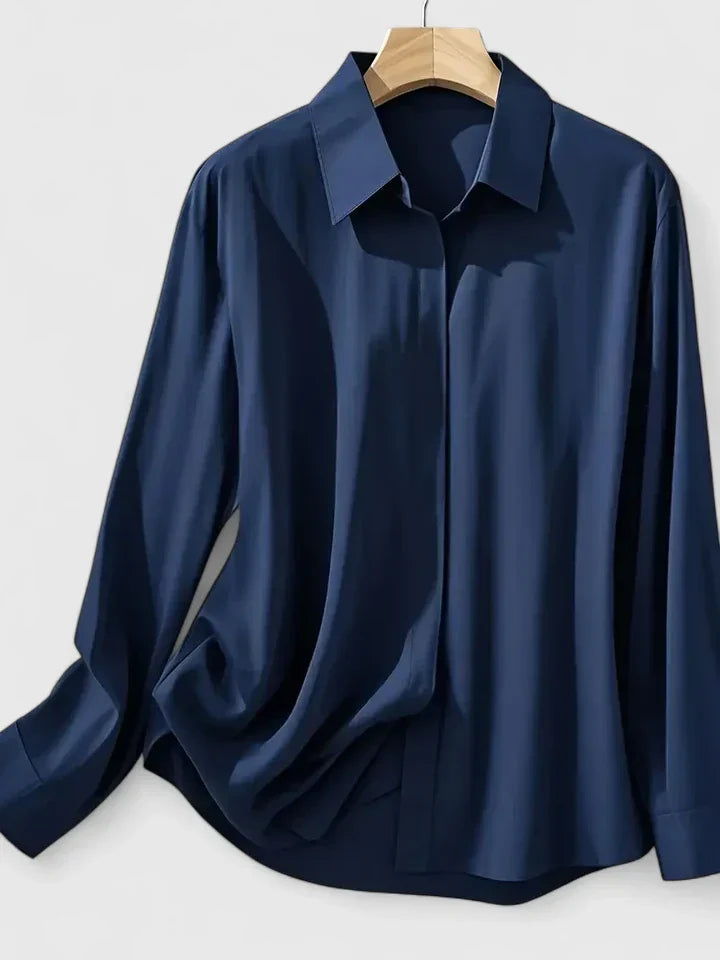 Women's Elegant Button Down Shirt with Concealed Placket
