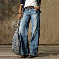 Women's High Waist Wide Leg Jeans Retro Flare Denim
