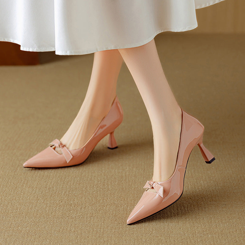 Rosalind | Women's Bow Detail Pumps Pointed Toe Kitten Heel Shoes 4