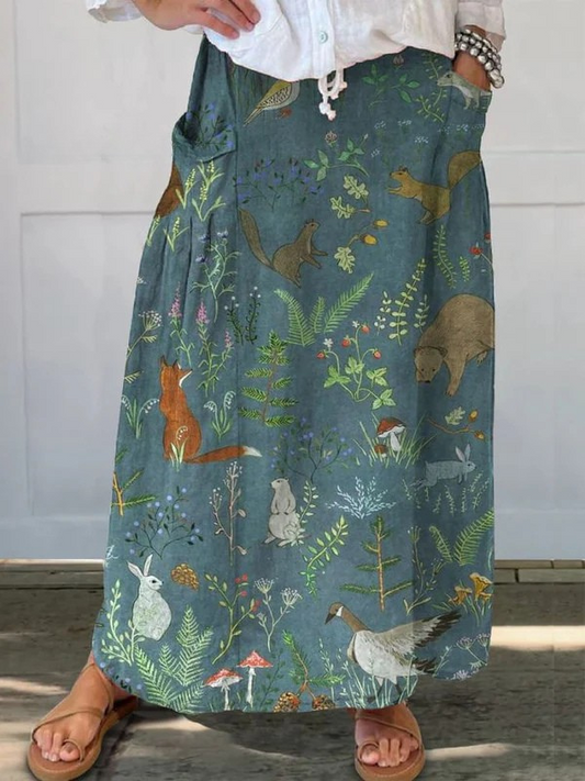 Women's Soft Fabric A-Line Skirt | Retro Floral Animal Print Casual Wear 1