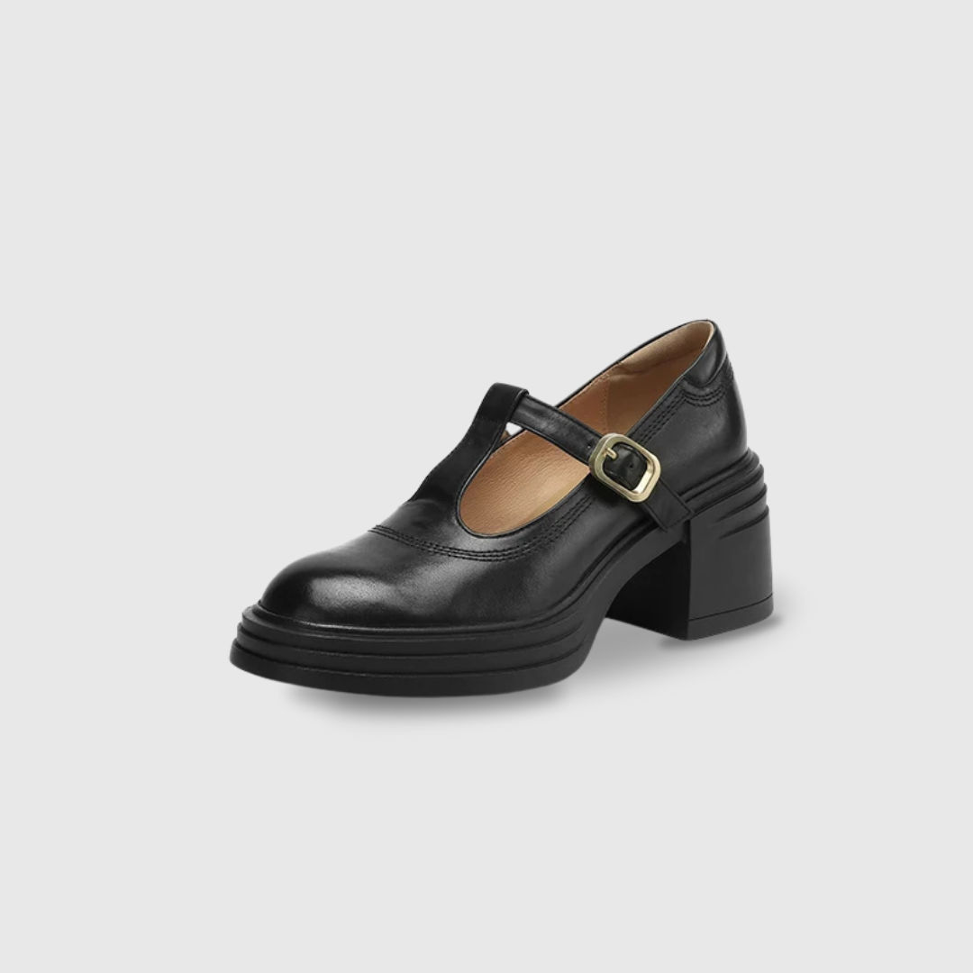 Rowena | Women's Chunky Block Heel Mary Jane Pumps Round Toe Strap 6