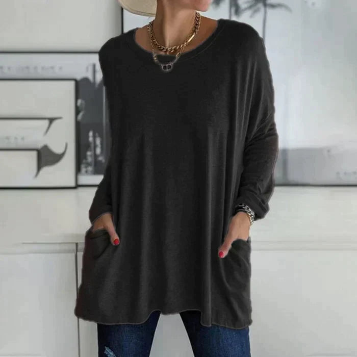 Women's Oversized Long Sleeve Tunic Top with Pockets