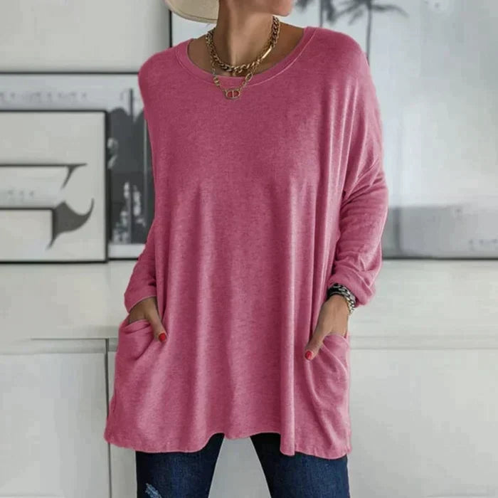 Women's Oversized Long Sleeve Tunic Top with Pockets